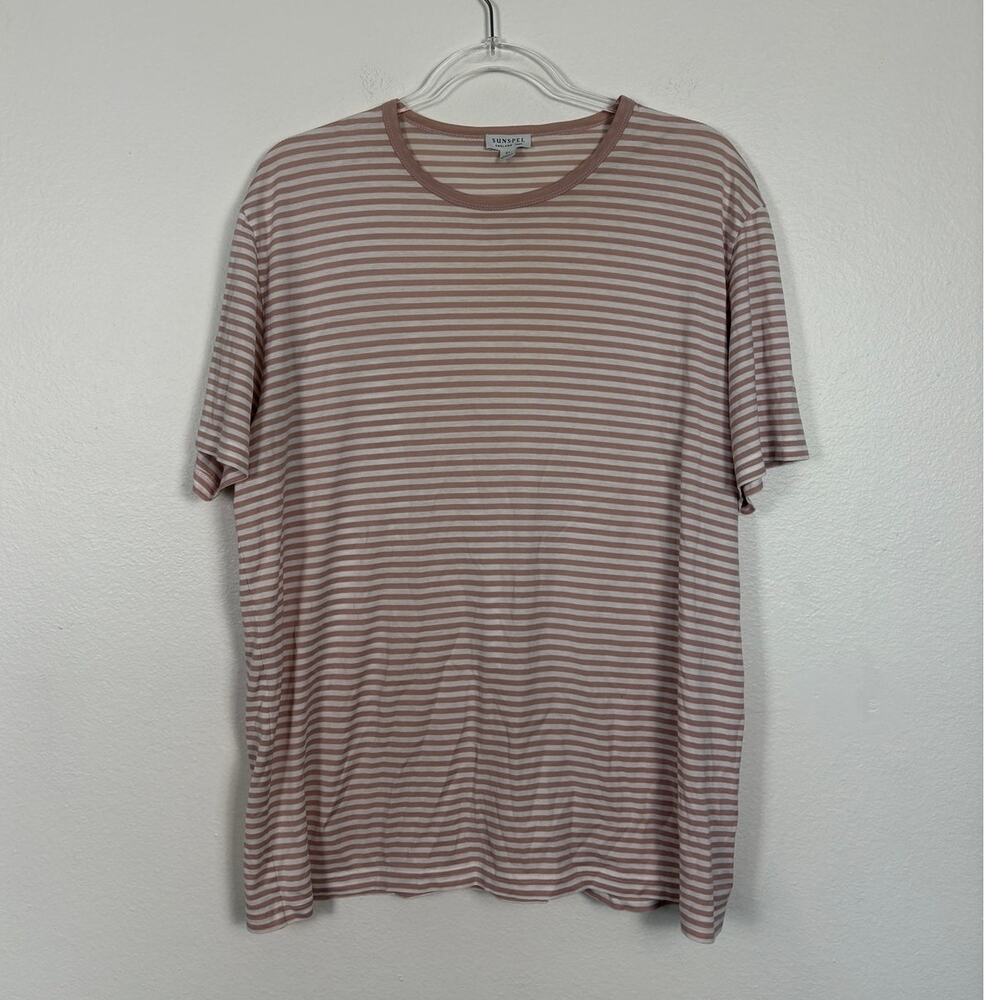 Sunspel Classic Stripe Pink Ringer Tee Crewneck XL